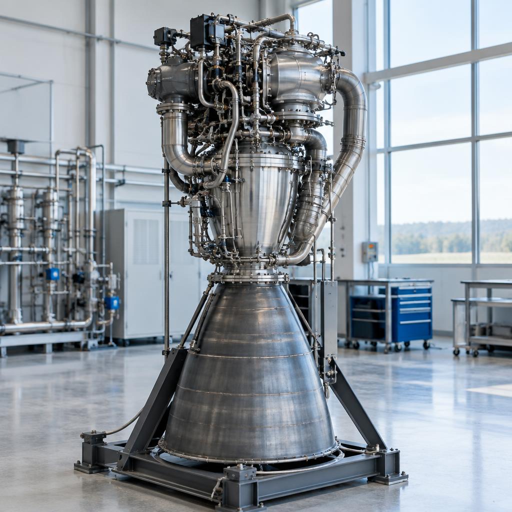 Conceptual rocket propulsion engine in an engineering laboratory